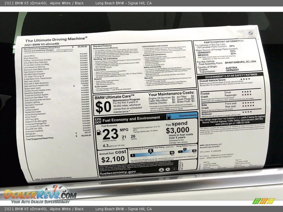 2021 BMW X5 sDrive40i Alpine White / Black Photo #17