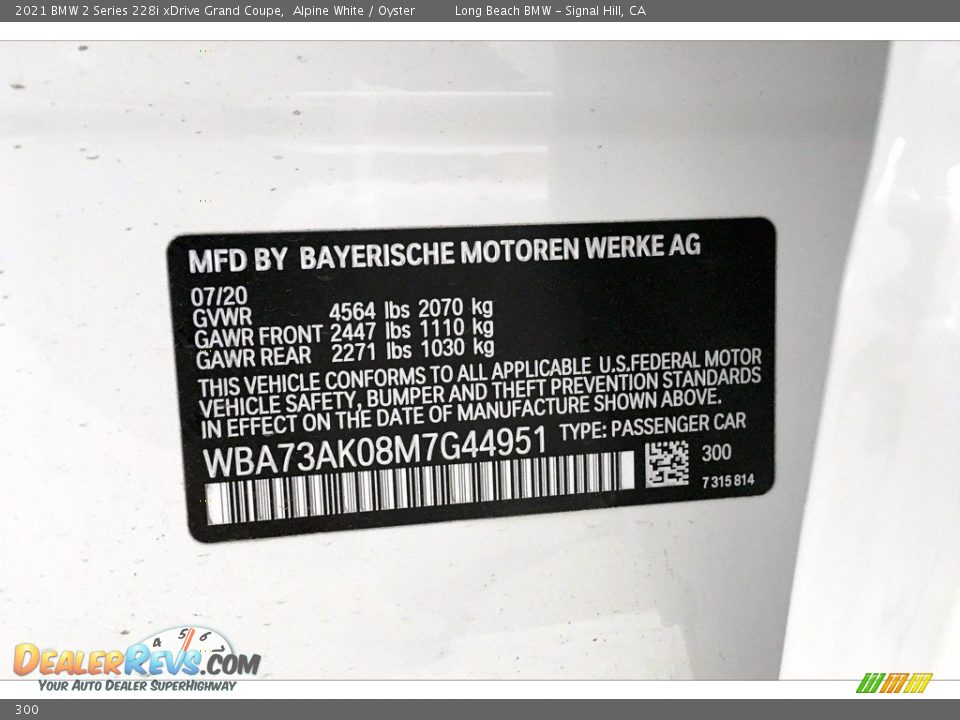 BMW Color Code 300 Alpine White