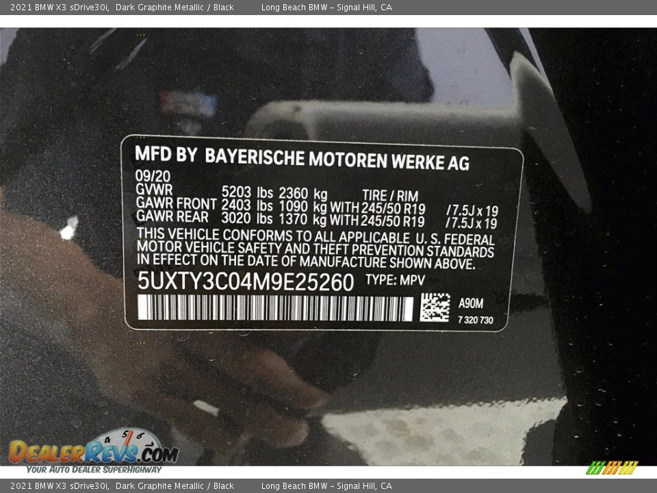 2021 BMW X3 sDrive30i Dark Graphite Metallic / Black Photo #18