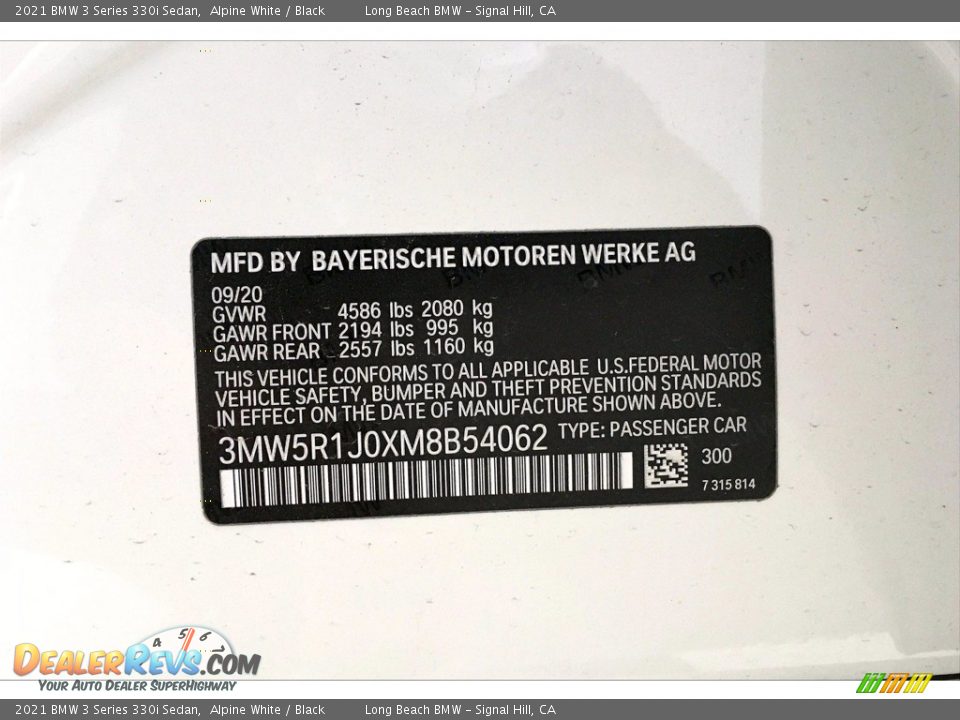 2021 BMW 3 Series 330i Sedan Alpine White / Black Photo #18