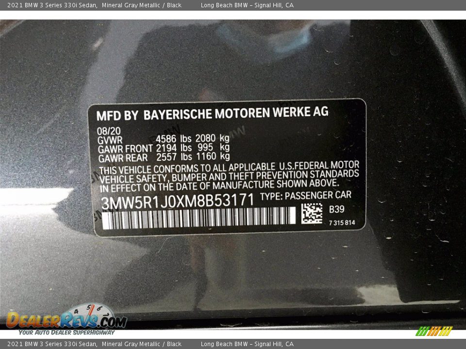 2021 BMW 3 Series 330i Sedan Mineral Gray Metallic / Black Photo #18