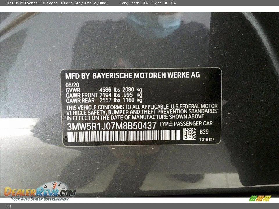 BMW Color Code B39 Mineral Gray Metallic