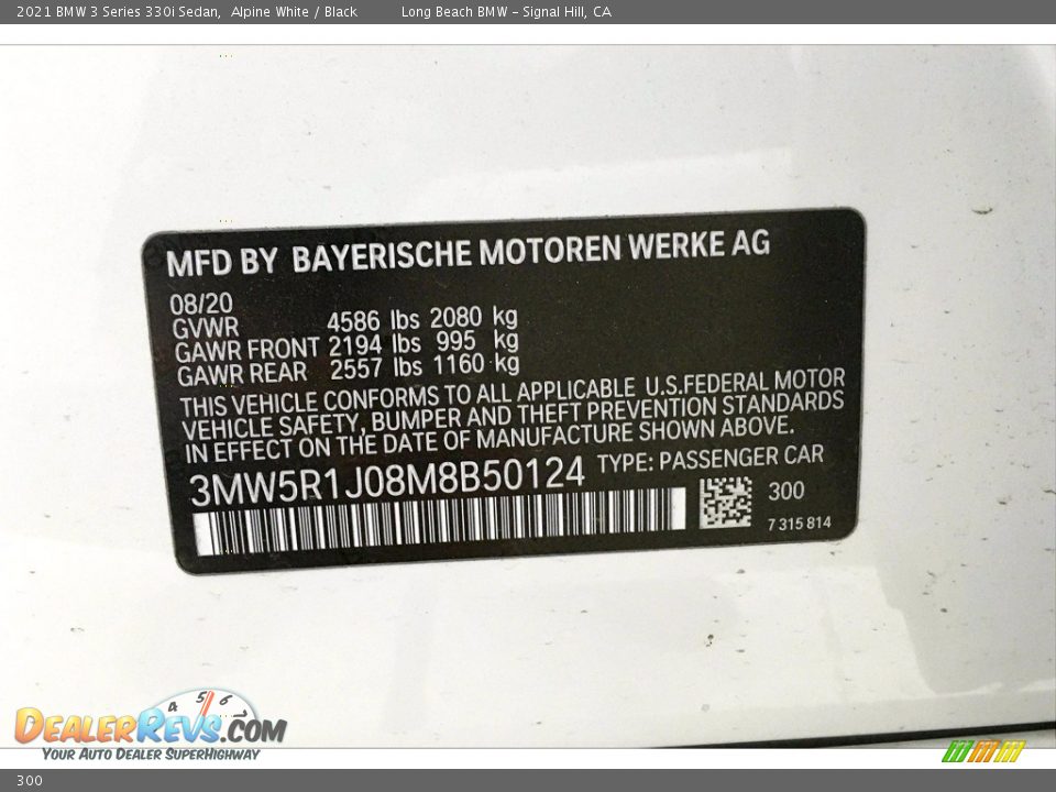 BMW Color Code 300 Alpine White