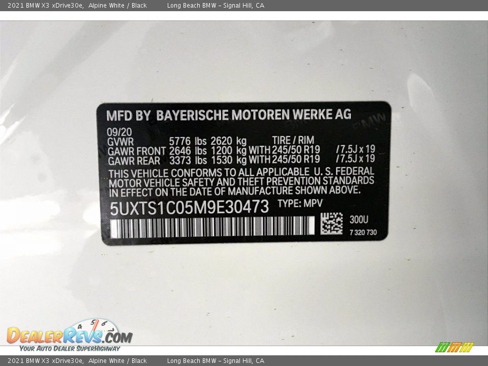 2021 BMW X3 xDrive30e Alpine White / Black Photo #18