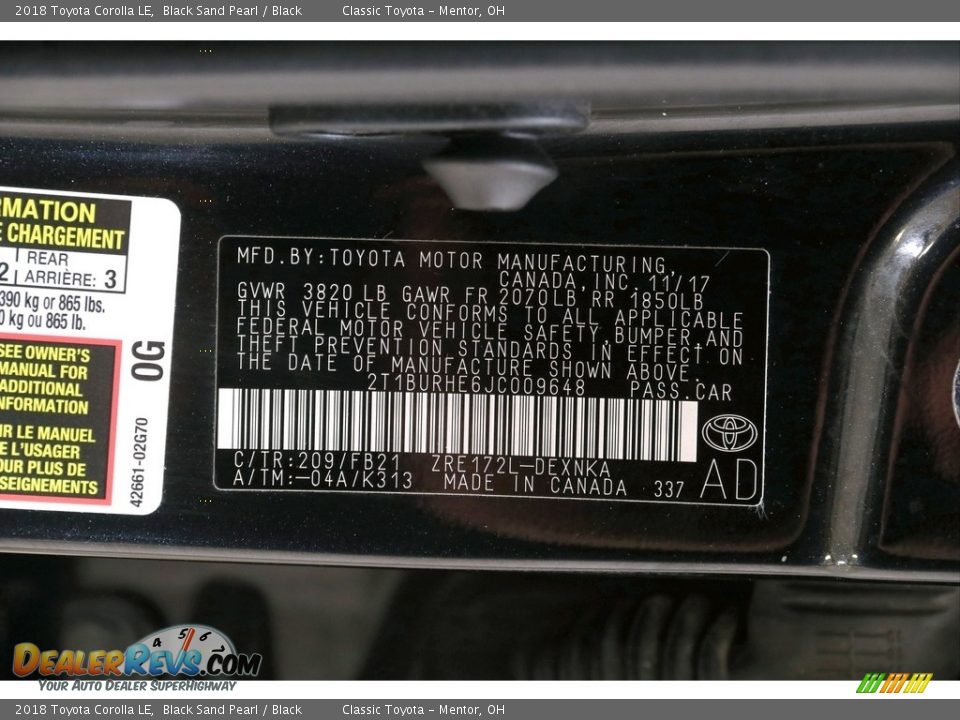 2018 Toyota Corolla LE Black Sand Pearl / Black Photo #18