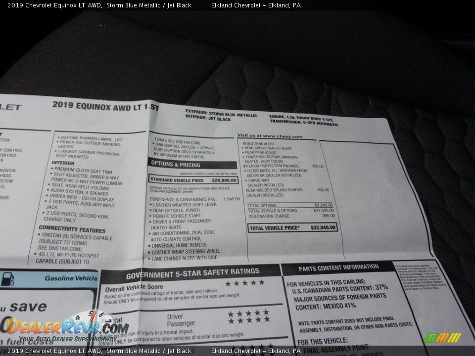 2019 Chevrolet Equinox LT AWD Window Sticker Photo #32