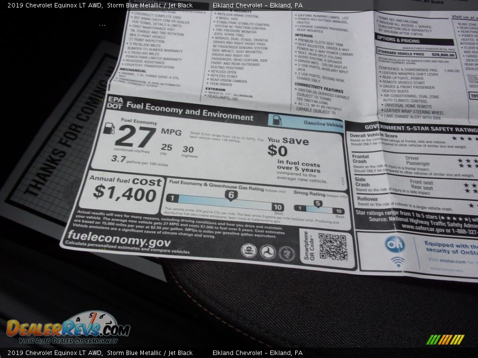 2019 Chevrolet Equinox LT AWD Storm Blue Metallic / Jet Black Photo #33