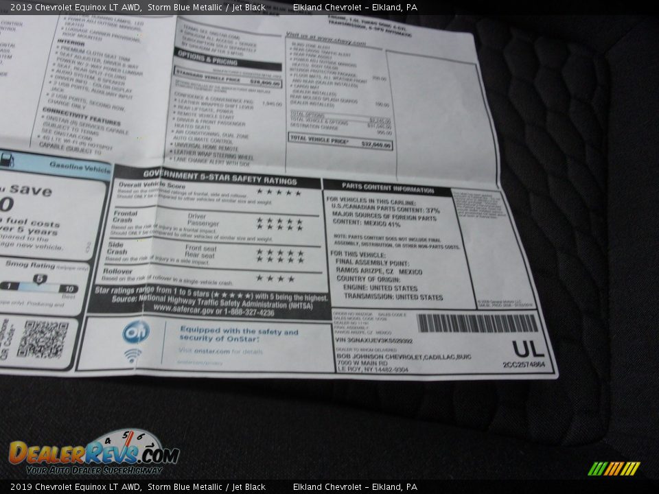 2019 Chevrolet Equinox LT AWD Storm Blue Metallic / Jet Black Photo #34