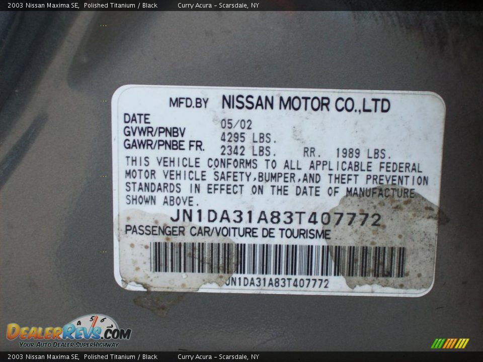 2003 Nissan Maxima SE Polished Titanium / Black Photo #25