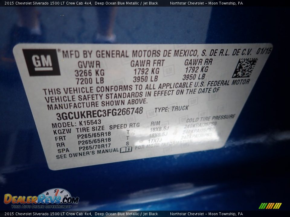 2015 Chevrolet Silverado 1500 LT Crew Cab 4x4 Deep Ocean Blue Metallic / Jet Black Photo #28