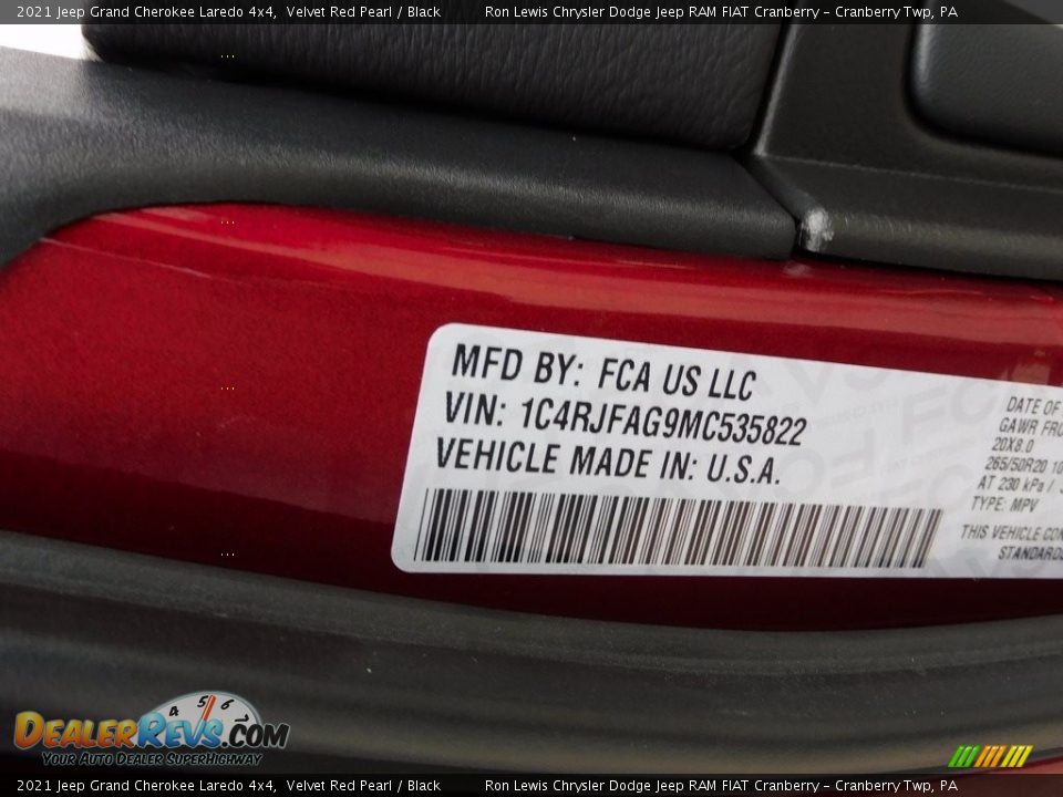 2021 Jeep Grand Cherokee Laredo 4x4 Velvet Red Pearl / Black Photo #20