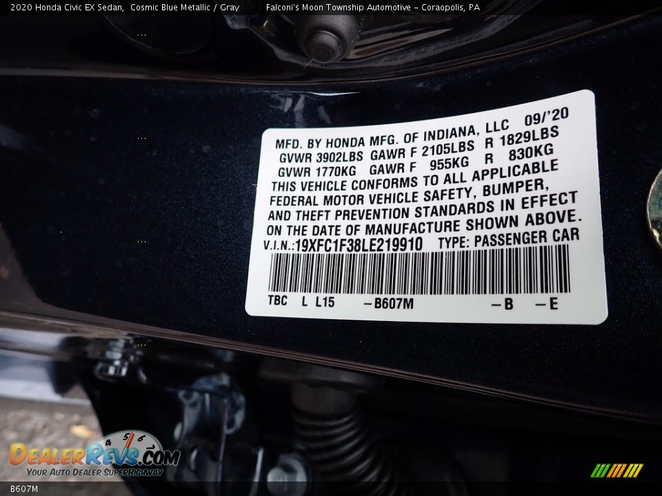 Honda Color Code B607M Cosmic Blue Metallic