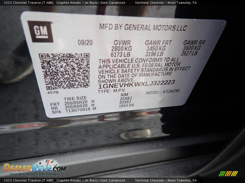 2020 Chevrolet Traverse LT AWD Graphite Metallic / Jet Black/­Dark Galvanized Photo #17