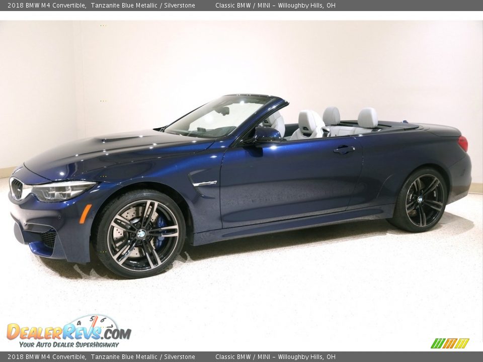 2018 BMW M4 Convertible Tanzanite Blue Metallic / Silverstone Photo #4