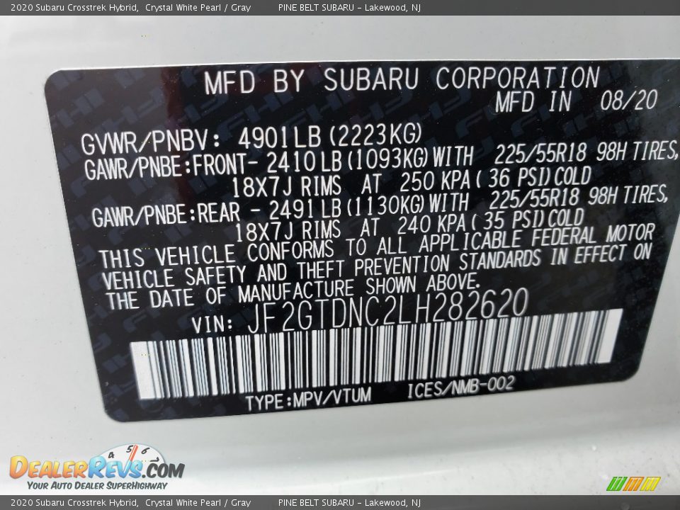 2020 Subaru Crosstrek Hybrid Crystal White Pearl / Gray Photo #13