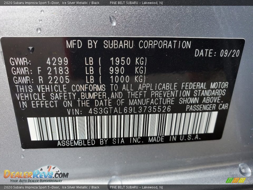 2020 Subaru Impreza Sport 5-Door Ice Silver Metallic / Black Photo #13