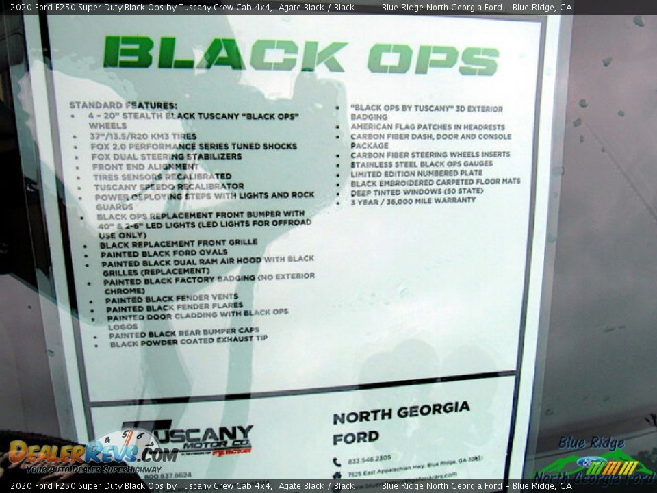 2020 Ford F250 Super Duty Black Ops by Tuscany Crew Cab 4x4 Window Sticker Photo #28