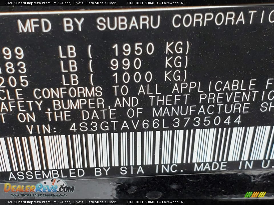 2020 Subaru Impreza Premium 5-Door Crystal Black Silica / Black Photo #13