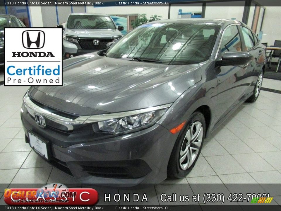 2018 Honda Civic LX Sedan Modern Steel Metallic / Black Photo #1
