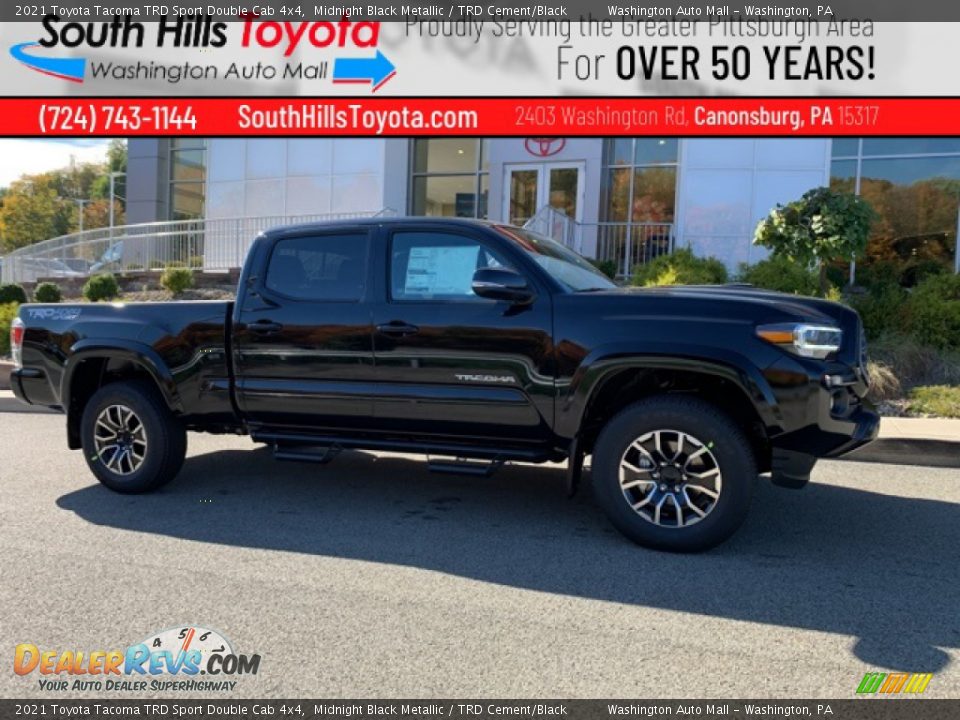 2021 Toyota Tacoma TRD Sport Double Cab 4x4 Midnight Black Metallic / TRD Cement/Black Photo #1