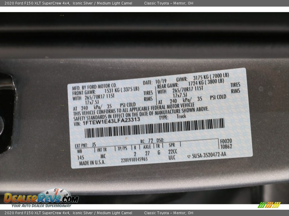 2020 Ford F150 XLT SuperCrew 4x4 Iconic Silver / Medium Light Camel Photo #29