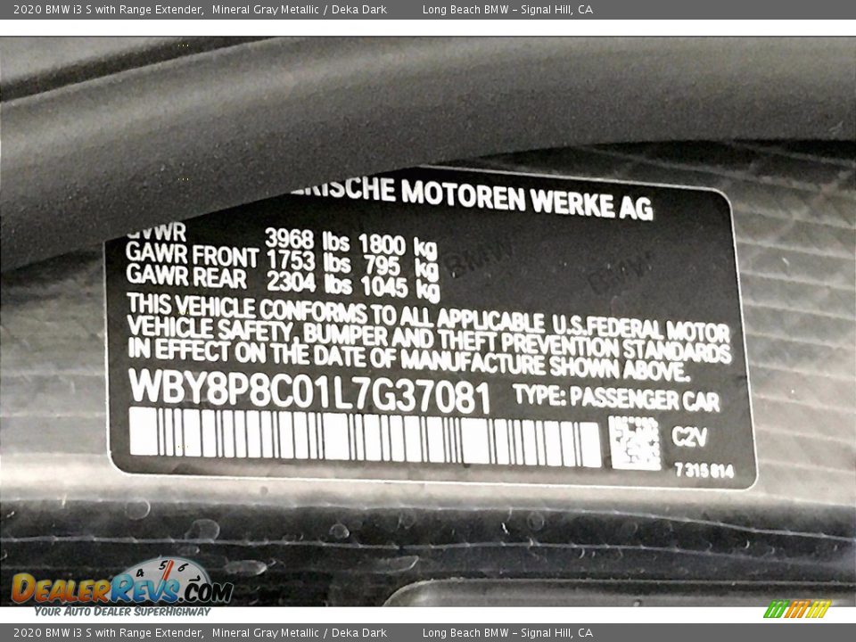 2020 BMW i3 S with Range Extender Mineral Gray Metallic / Deka Dark Photo #18