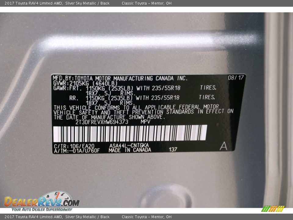 2017 Toyota RAV4 Limited AWD Silver Sky Metallic / Black Photo #30
