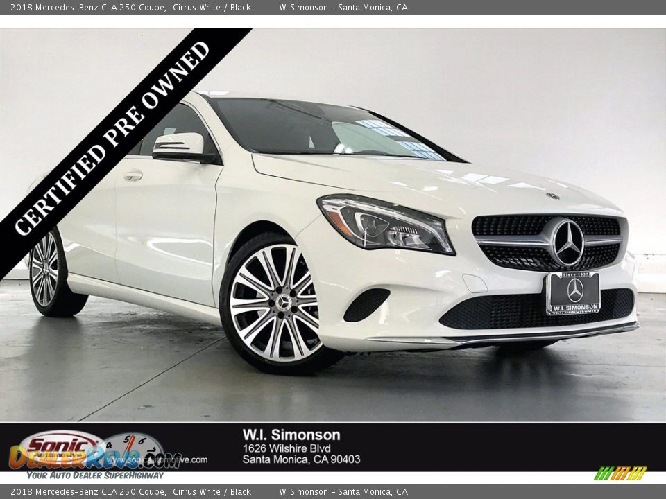 2018 Mercedes-Benz CLA 250 Coupe Cirrus White / Black Photo #1