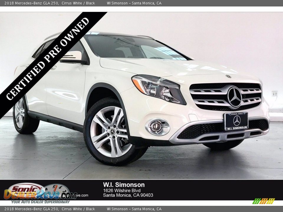 2018 Mercedes-Benz GLA 250 Cirrus White / Black Photo #1