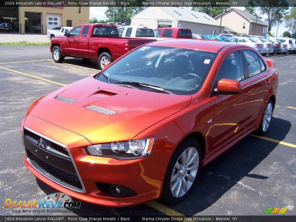 2009 Mitsubishi Lancer RALLIART Rotor Glow Orange Metallic / Black Photo #1