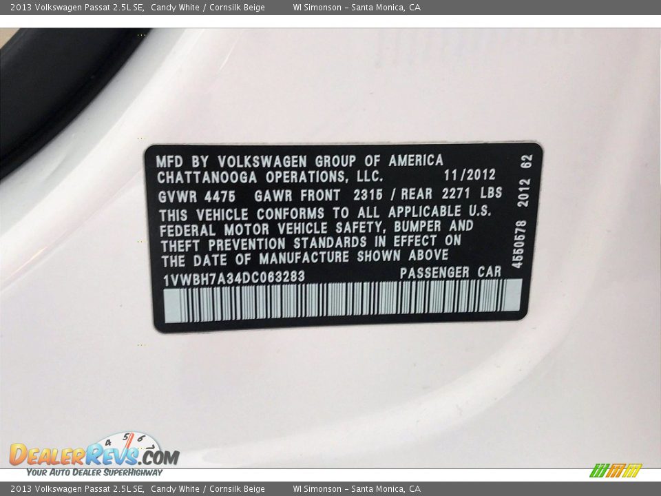 2013 Volkswagen Passat 2.5L SE Candy White / Cornsilk Beige Photo #32
