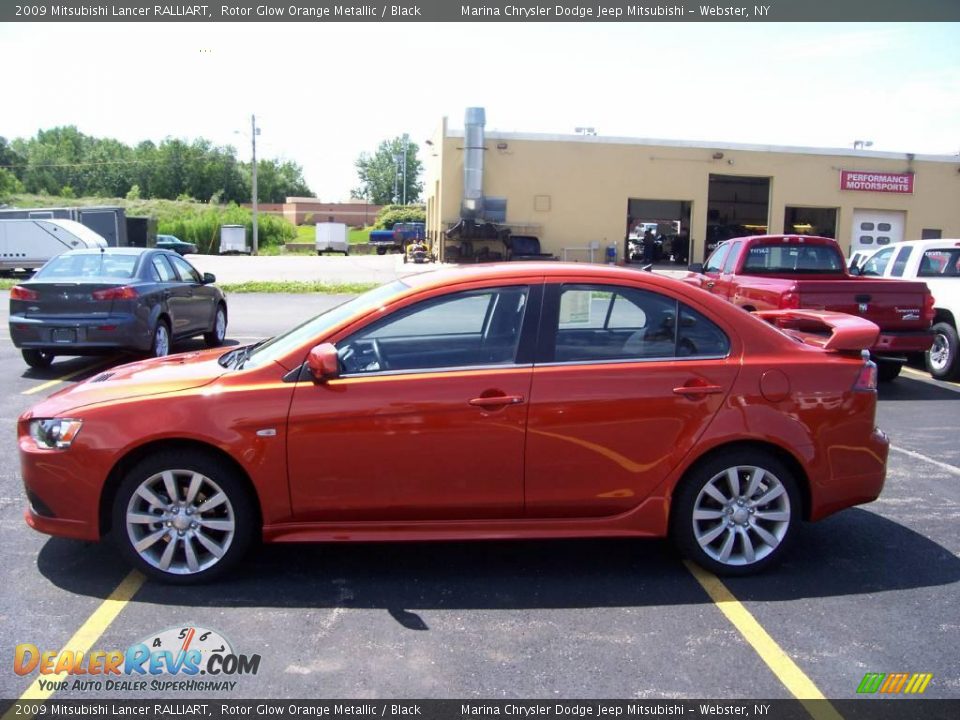 2009 Mitsubishi Lancer RALLIART Rotor Glow Orange Metallic / Black Photo #10