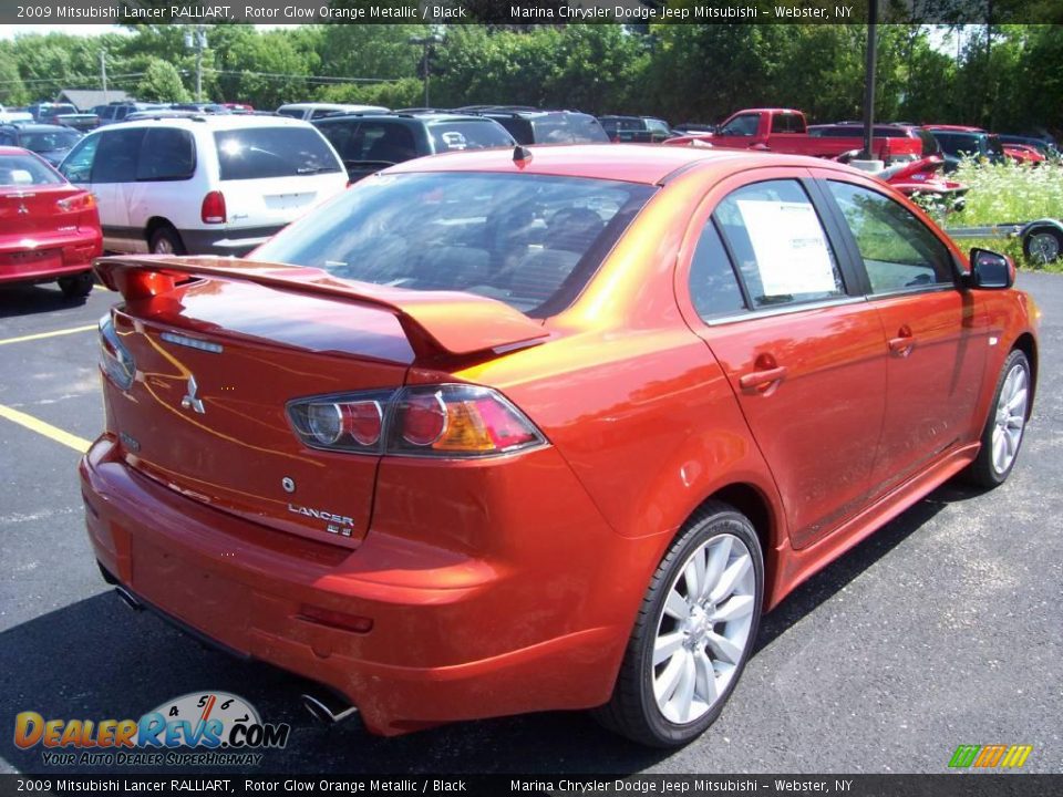 2009 Mitsubishi Lancer RALLIART Rotor Glow Orange Metallic / Black Photo #13
