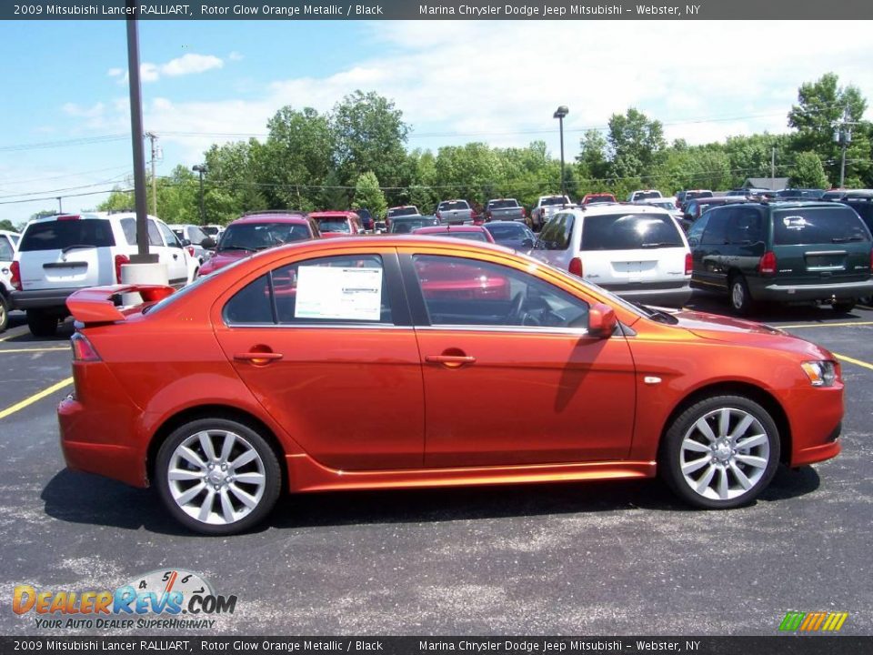 2009 Mitsubishi Lancer RALLIART Rotor Glow Orange Metallic / Black Photo #14