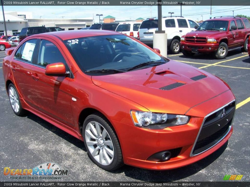 2009 Mitsubishi Lancer RALLIART Rotor Glow Orange Metallic / Black Photo #15