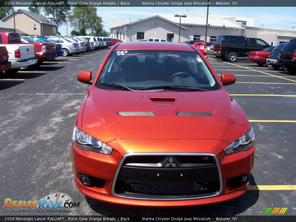 2009 Mitsubishi Lancer RALLIART Rotor Glow Orange Metallic / Black Photo #16