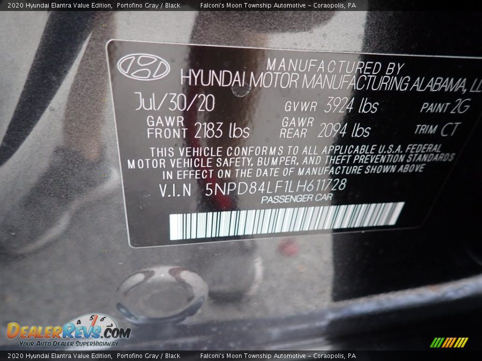 2020 Hyundai Elantra Value Edition Portofino Gray / Black Photo #12