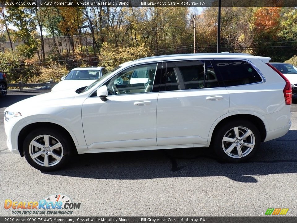 2020 Volvo XC90 T6 AWD Momentum Crystal White Metallic / Blond Photo #7