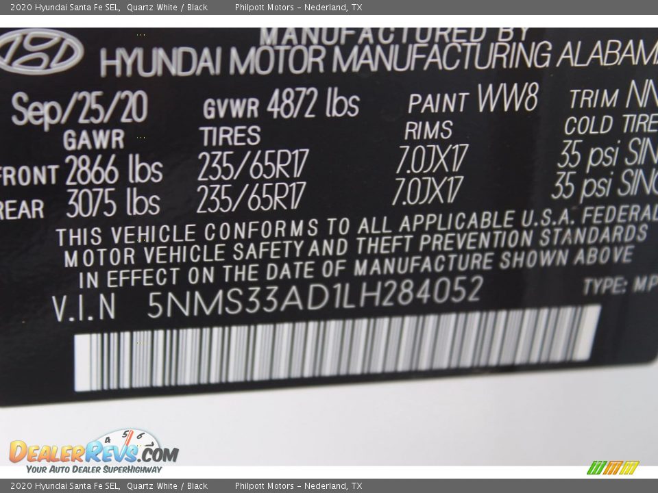2020 Hyundai Santa Fe SEL Quartz White / Black Photo #25