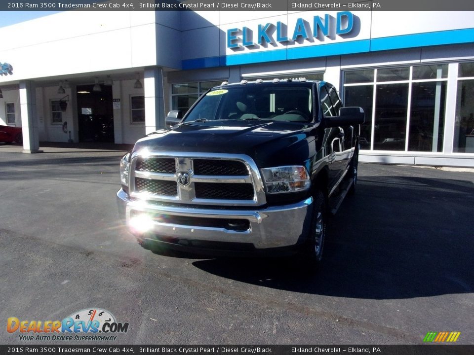 2016 Ram 3500 Tradesman Crew Cab 4x4 Brilliant Black Crystal Pearl / Diesel Gray/Black Photo #2