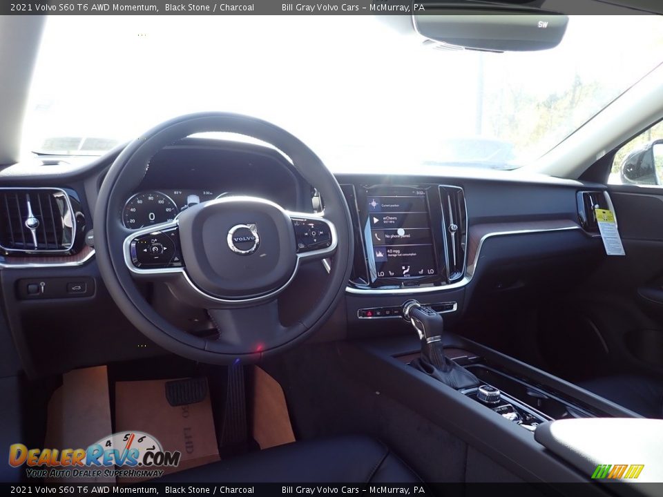 2021 Volvo S60 T6 AWD Momentum Black Stone / Charcoal Photo #9