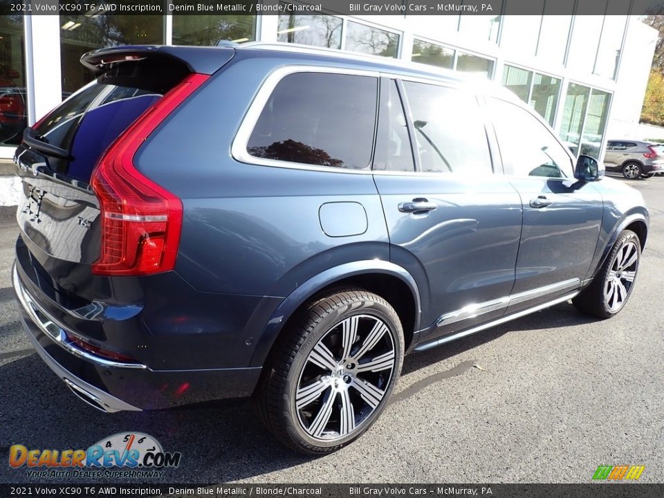 2021 Volvo XC90 T6 AWD Inscription Denim Blue Metallic / Blonde/Charcoal Photo #2