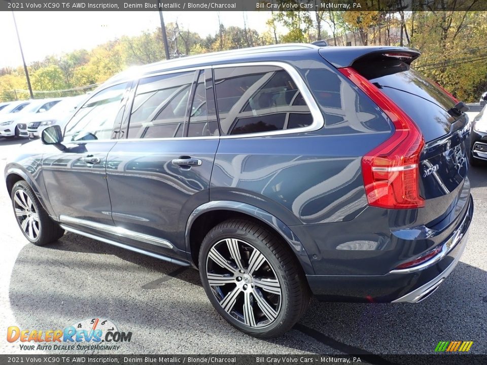 2021 Volvo XC90 T6 AWD Inscription Denim Blue Metallic / Blonde/Charcoal Photo #4