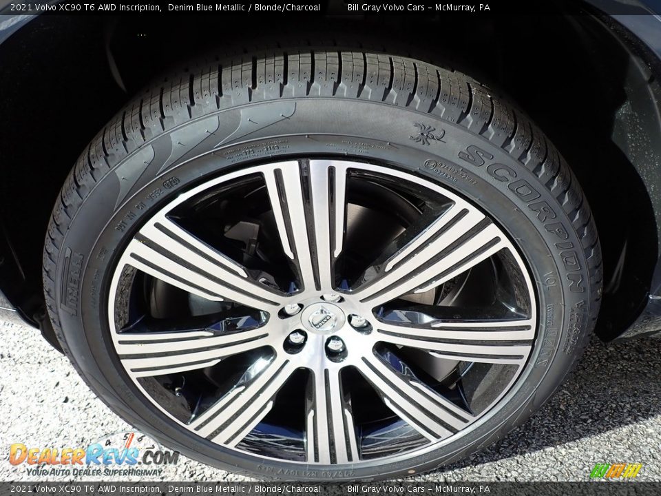 2021 Volvo XC90 T6 AWD Inscription Denim Blue Metallic / Blonde/Charcoal Photo #6