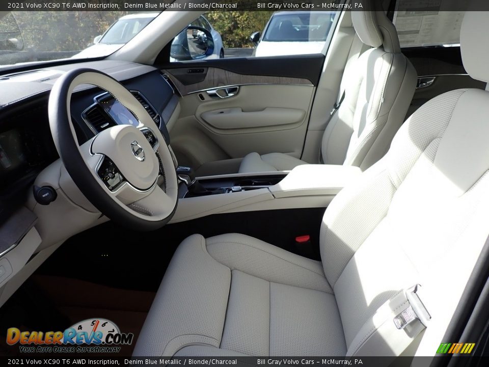 2021 Volvo XC90 T6 AWD Inscription Denim Blue Metallic / Blonde/Charcoal Photo #7