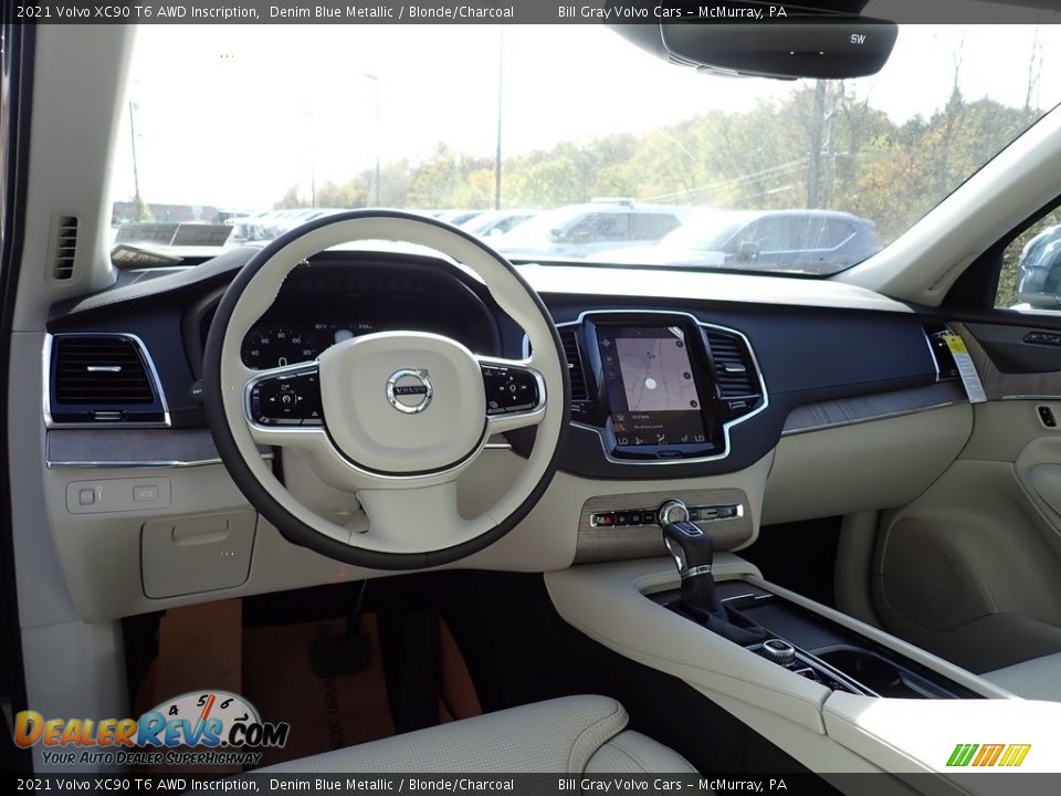 2021 Volvo XC90 T6 AWD Inscription Denim Blue Metallic / Blonde/Charcoal Photo #9