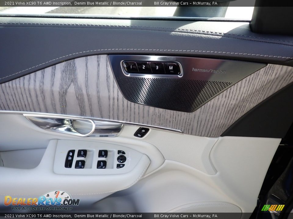 2021 Volvo XC90 T6 AWD Inscription Denim Blue Metallic / Blonde/Charcoal Photo #10