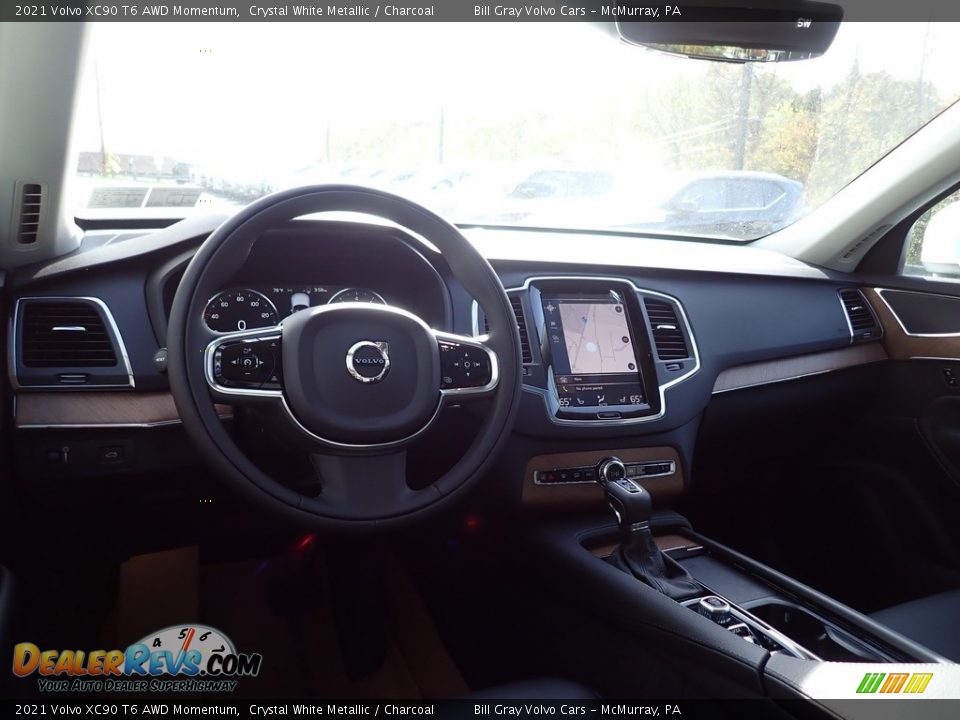 2021 Volvo XC90 T6 AWD Momentum Crystal White Metallic / Charcoal Photo #9