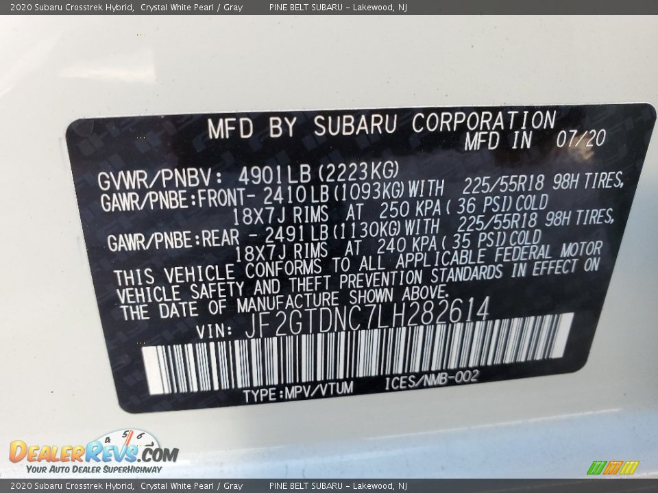 2020 Subaru Crosstrek Hybrid Crystal White Pearl / Gray Photo #13