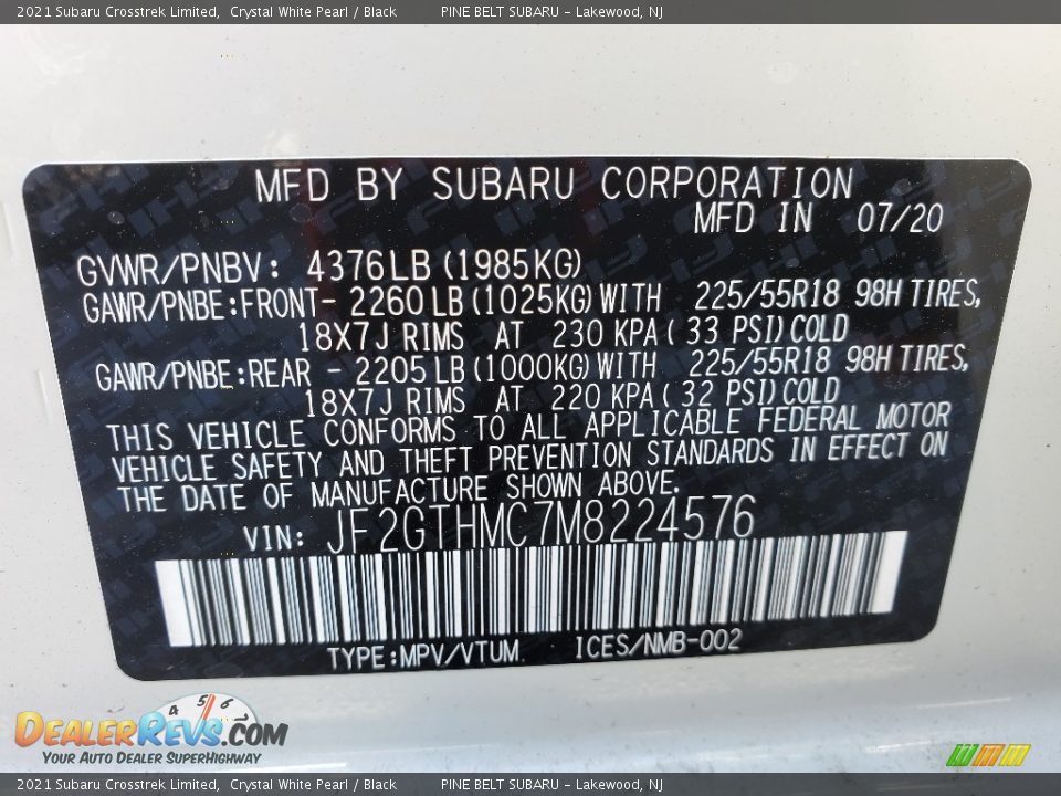 2021 Subaru Crosstrek Limited Crystal White Pearl / Black Photo #13